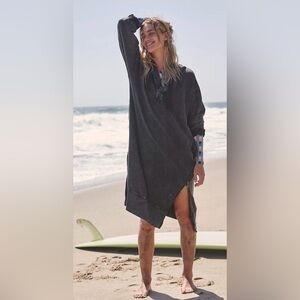 Free People x FP Movement Spur Of The Moment Solid Hoodie Dress, Black, Large